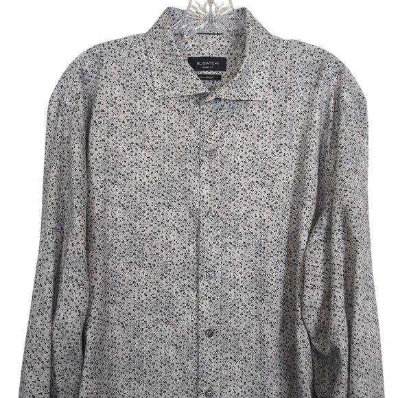 Bugatchi Gray Men's Shirt Sz L Button-Up Classic Fit Comfort Stretch‎ Career - Picture 4 of 16